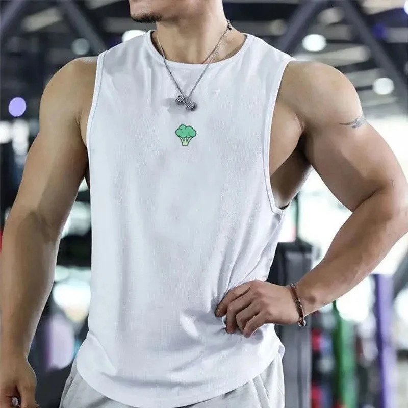 Mens Fitness Gymnastics Tank Top Summer Fashion Running Training Quick drying Sports Sleeveless Basketball Tshirt 250320