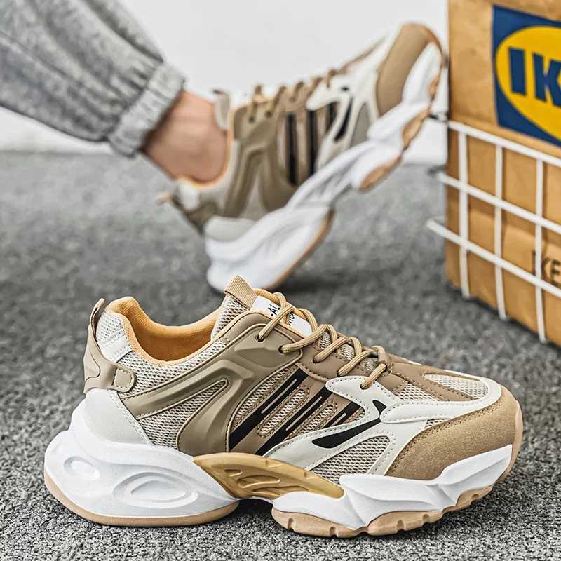 Breathable shock-absorbing shoes mens classic running shoes lightweight leather sports shoes mens comfortable outdoor sports shoesW250320
