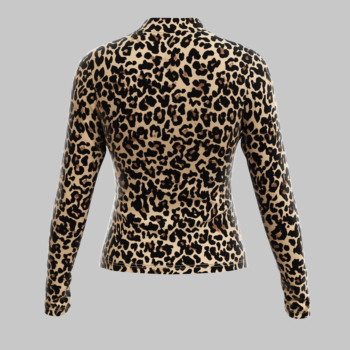 Mia Muse Womens T-Shirts All Season French Sexy Cut-Out Leopard Print Long Sleeve Crew Neck Fashion T-Shirts 250320