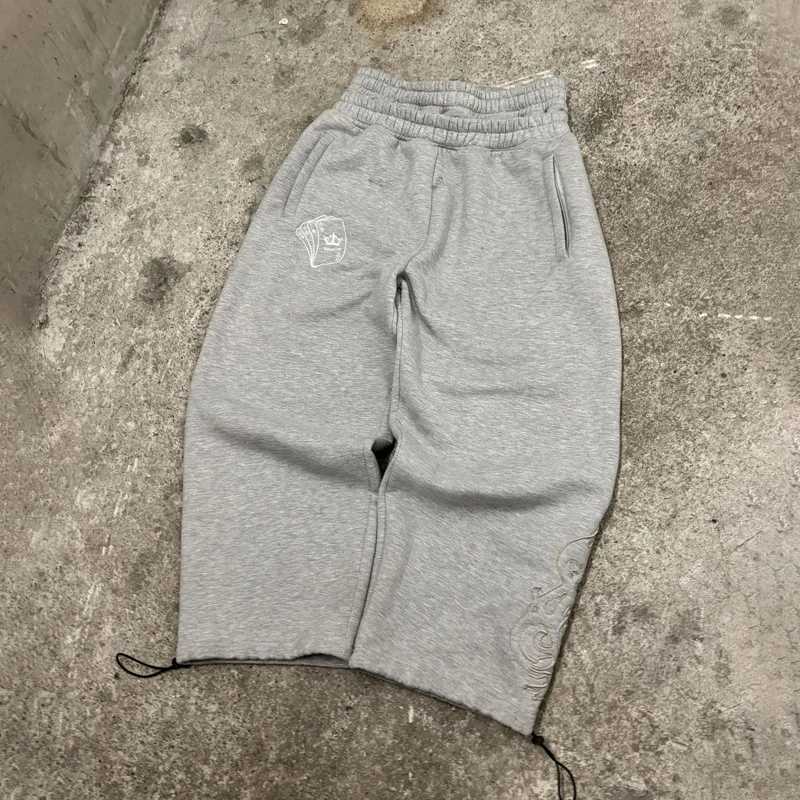 Y2K Double Waist Running Pants with Poker Embroidery Pattern Bottom Pants Mens Gothic Hip Hop Street Clothing Unisex Bag Sports PantsT250319