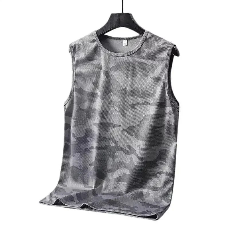 2024 Mens Camouflage Vest Ice Silk Thin Quick Dry Sports TShirt Youth Summer Fashion Uniform Tank Top 250319