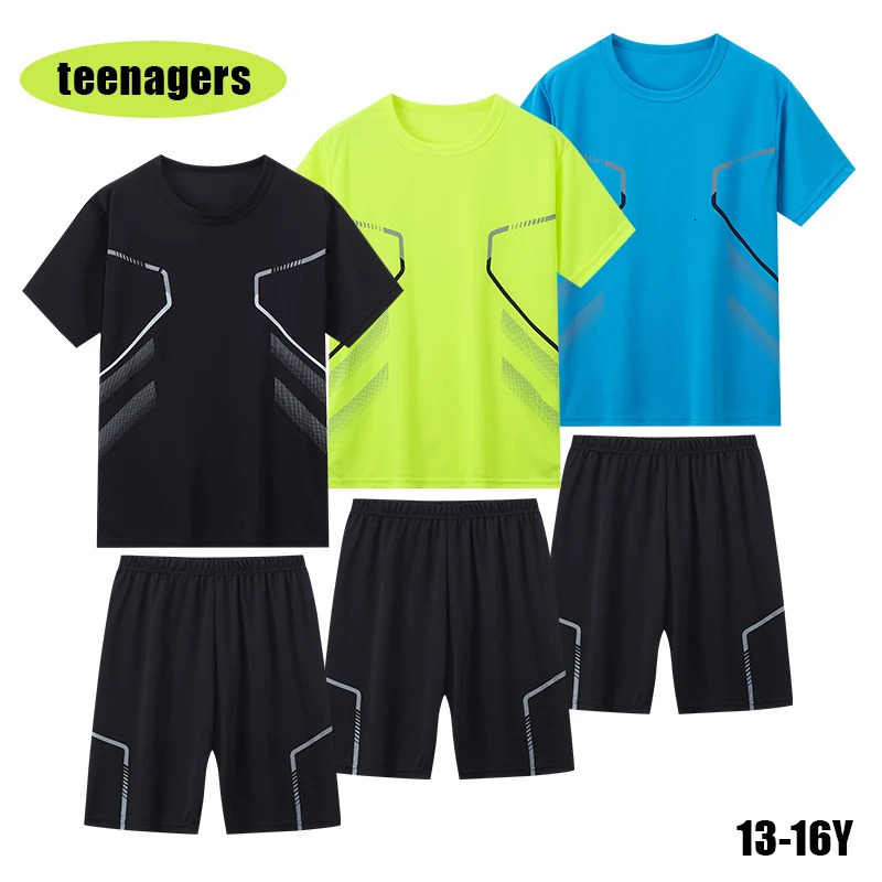 2-Piece Sports Quick-drying Youth Suit Fitness Basketball Football Running Training Mens Quick-drying T-shirt Stretch Shorts 250320