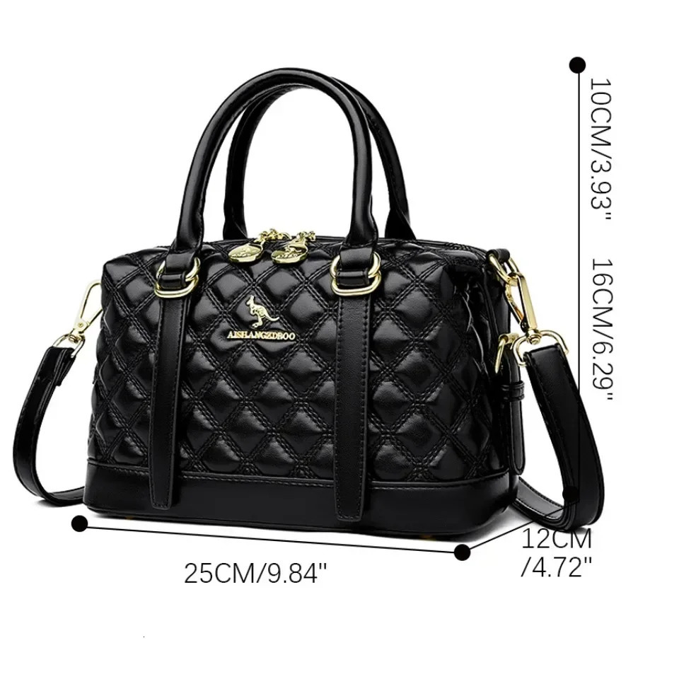 High quality soft leather womens shoulder bag handbag fashionable womens large capacity Boston bag 250318