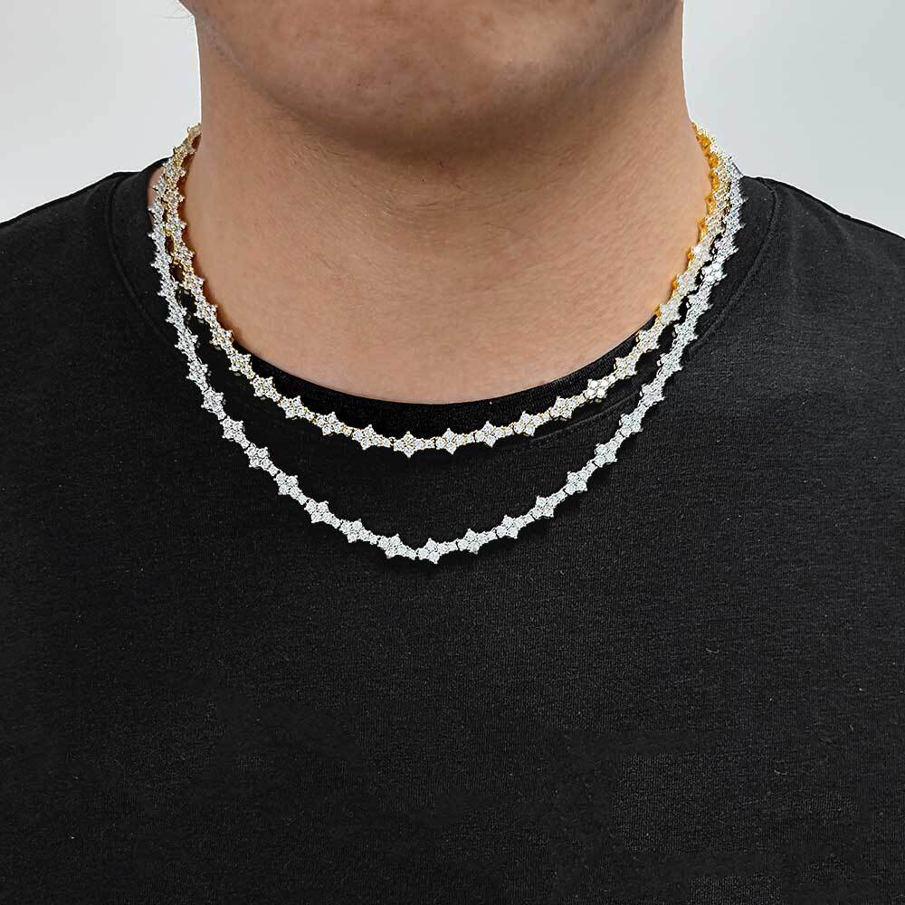 New Arrive 6.5mm Tennis Chain Brass with Bling Zircon Flower Shaped Tennis Chain Necklace For Women Party Gift