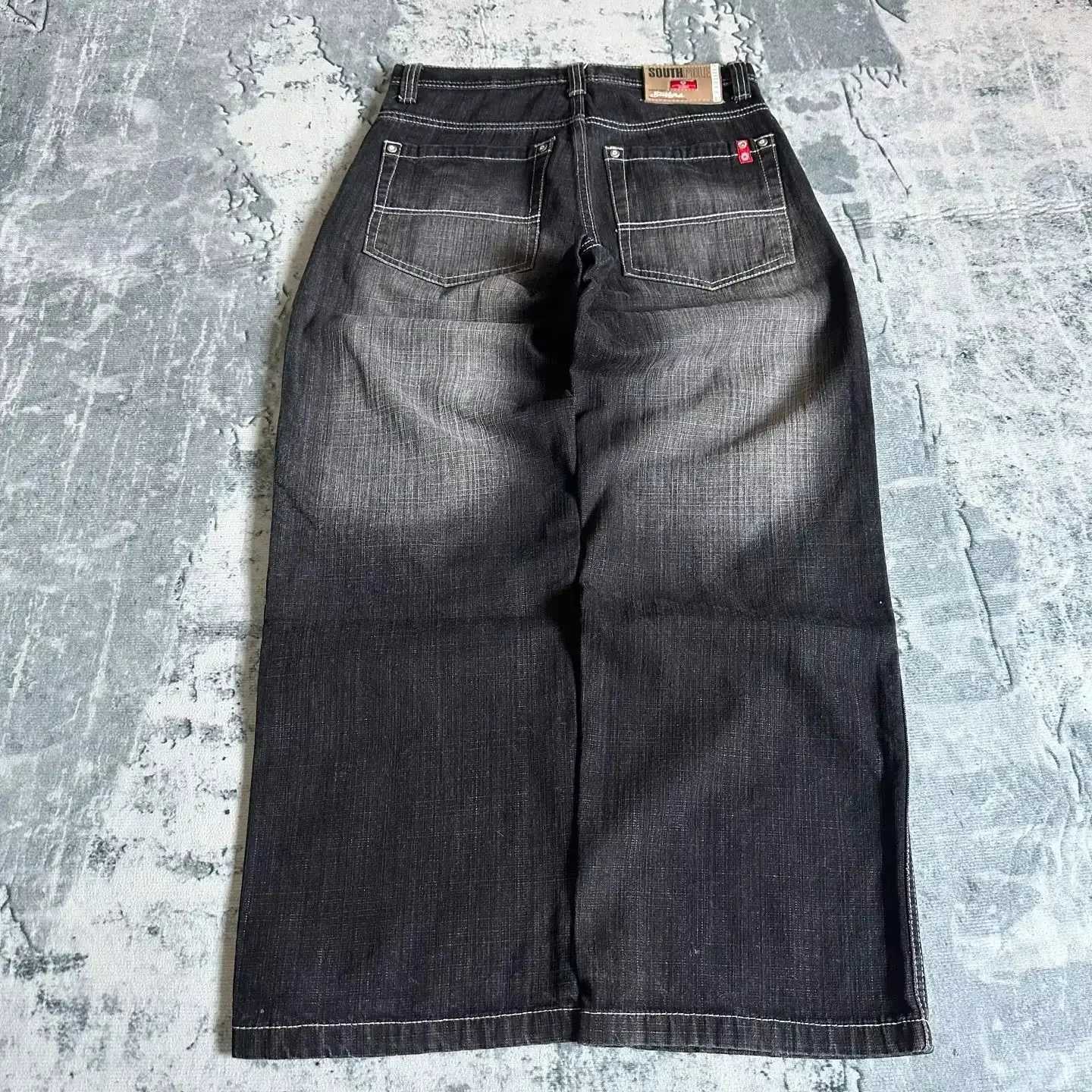 American fashion hip-hop clown oversized jeans womens street Y2K new clarity spot hot mop wide leg pants neutral loose jeansT250319