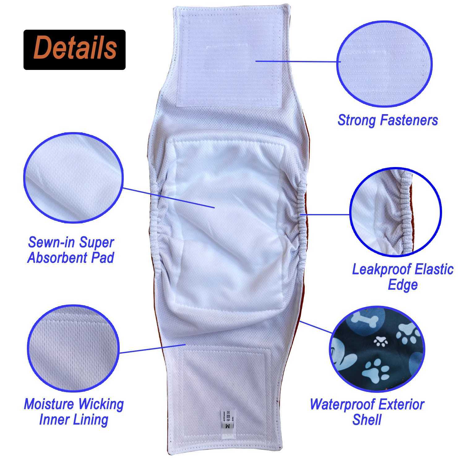 3 Packs Male Dog Reusable Diapers - Leak Proof Belly Band Washable Male Dog Wrap Diaper for Puppy Training and Incontinence Y250320