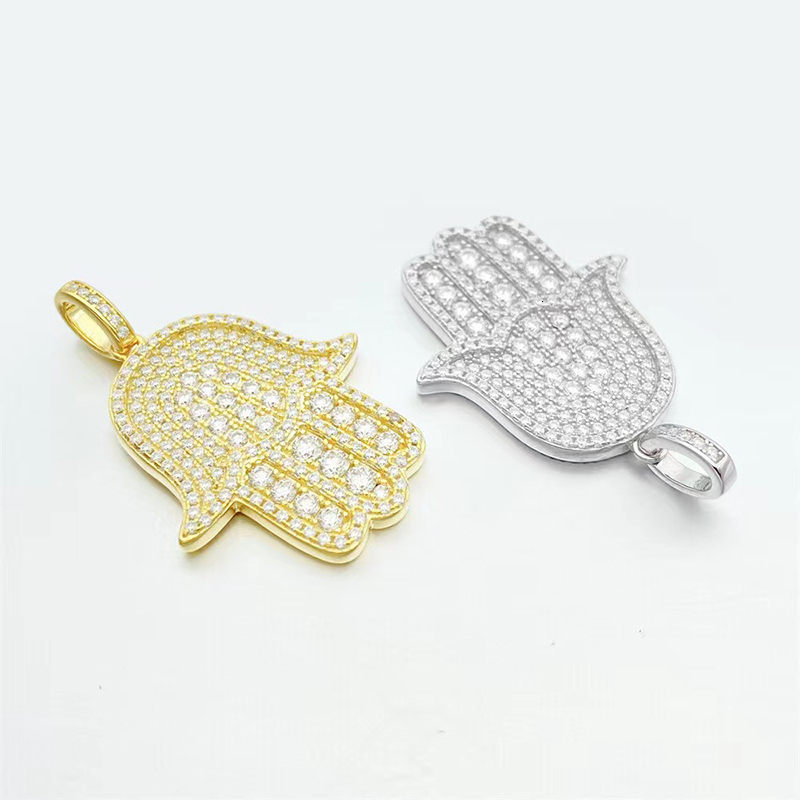 Hiphop Pave VVS Moissanite Palm Hand Gods Hamsa Pendant Fine Jewelry 100% 925 Sterling Silver Bling Iced Out Men Pendant Gift