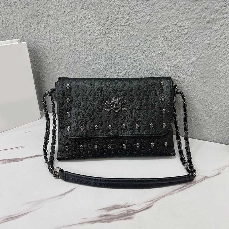 Luxury Womens PU Leather Messenger Bag Handbag Famous Brand Designer Womens Retro Gothic Chain Shoulder Bag Y250319