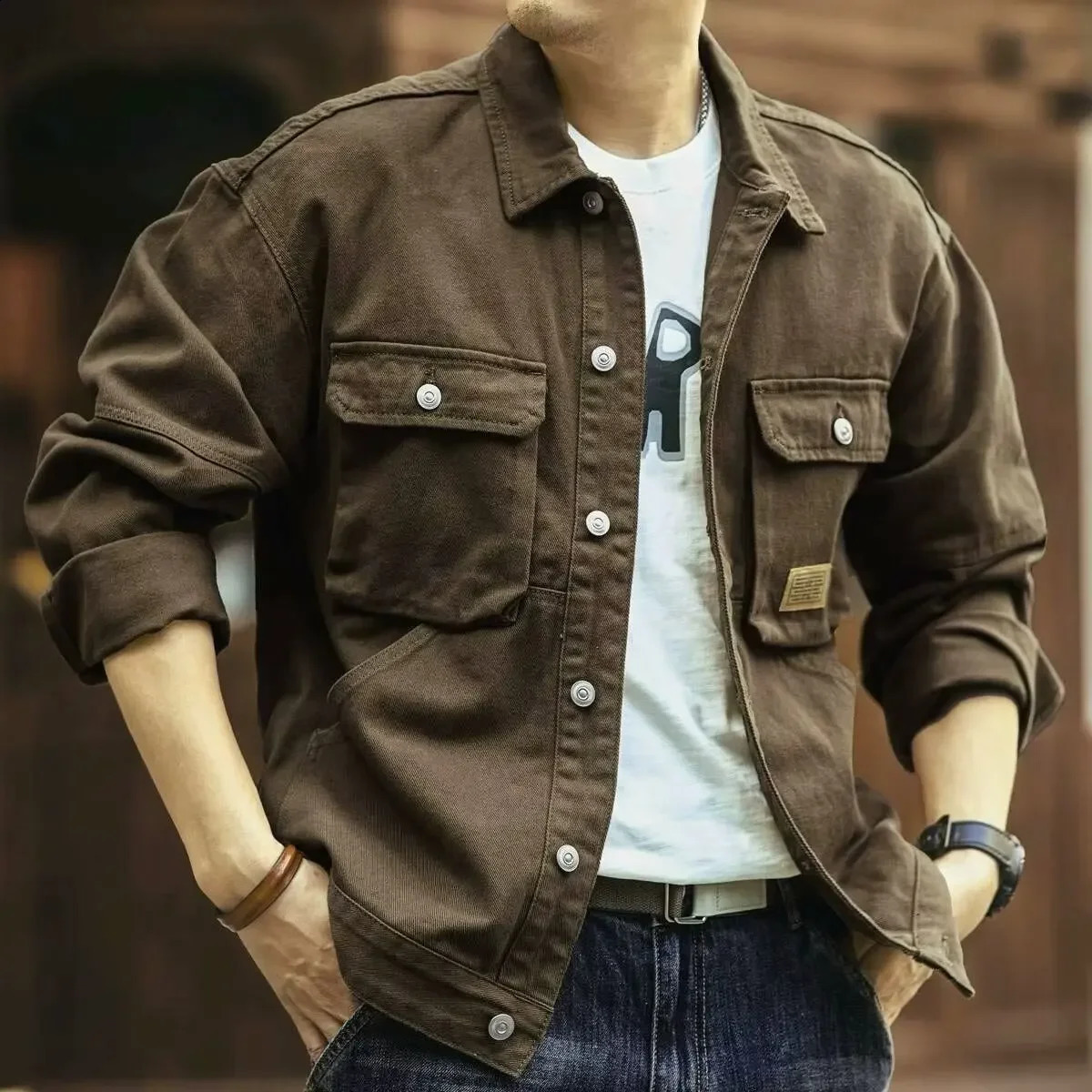 Trendy Highend Denim Jacket Long Sleeve For Men Casual Youth Fashion Working Style Thickened Winter 250317