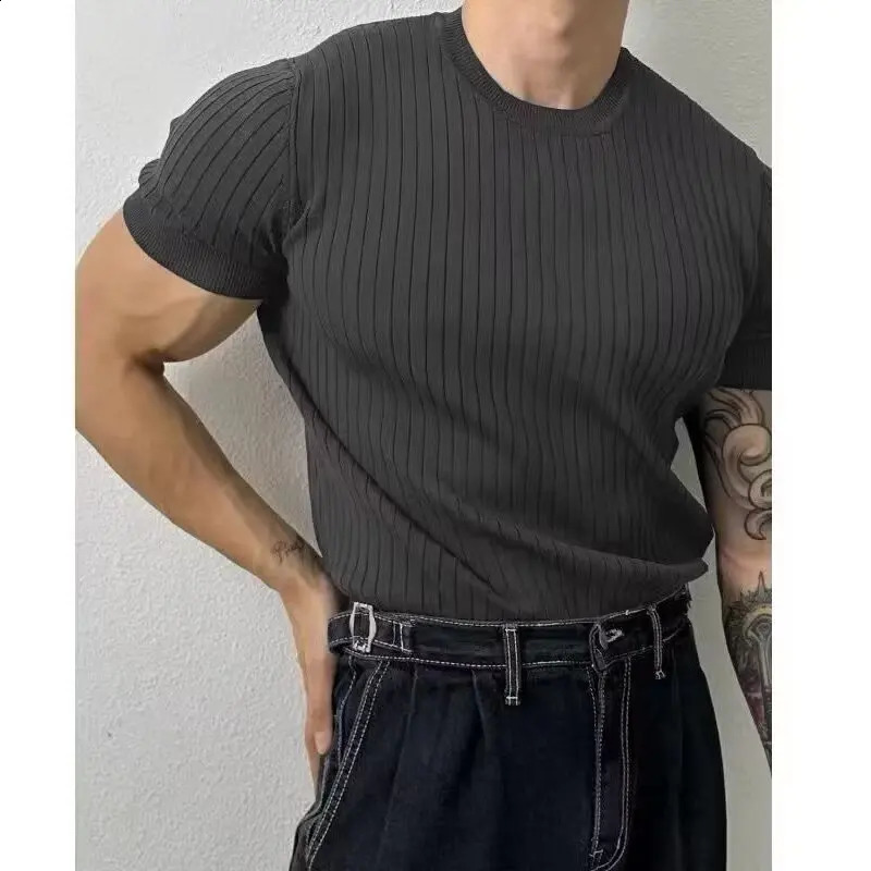 Summer Men Short Sleeve Polo Shirts Fashion Casual t-Shirts Breathable Knitted Tops Soild Turn-Down Collar Polo Tee Man Clothes 250319