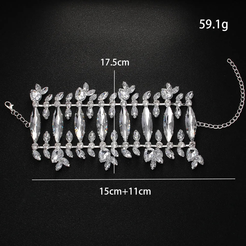 Exaggerated Crystal Cuff Bangle for Drag Queen Aesthetic Club Hollow Wrap Wrist Rhinestone Open Bracelet Chain Party Gift 250320