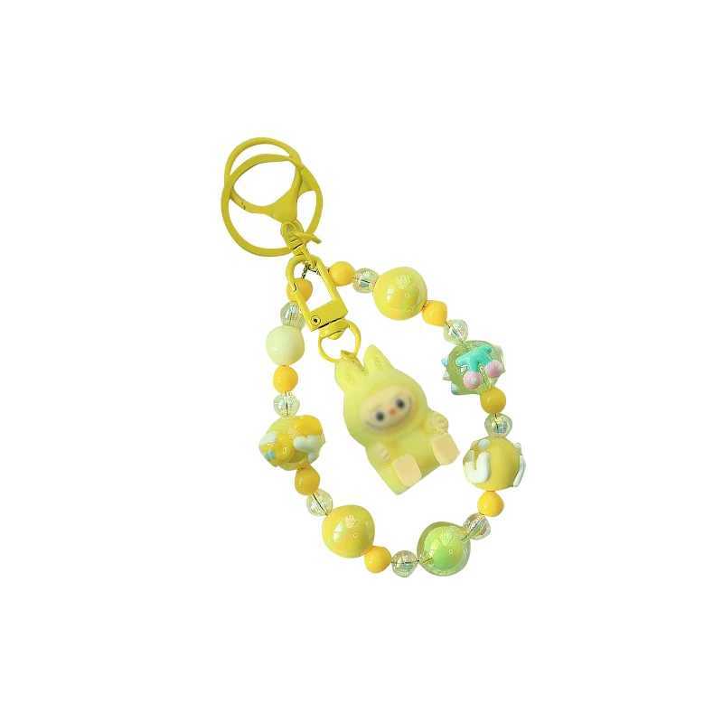 Cute cartoon Labubu bead pendant keychain anime keychain backpack pendant soft bag decoration accessories giftXJ250319