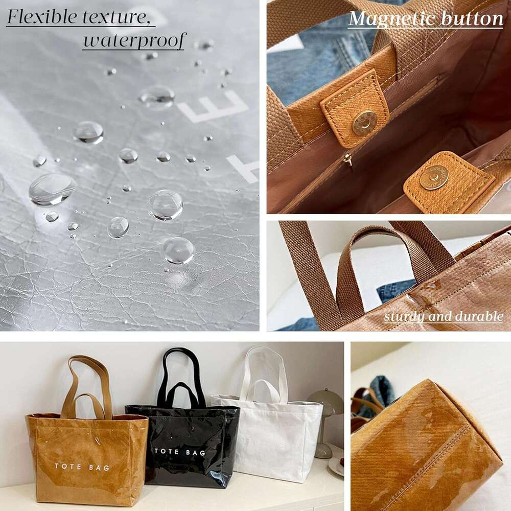 DHwanglijia Tote Women PVC Clear Totes designer bag Bags Large Plastic Carry All Bag Kraft Paper Shoulder Handbag Hobo for Work Travel