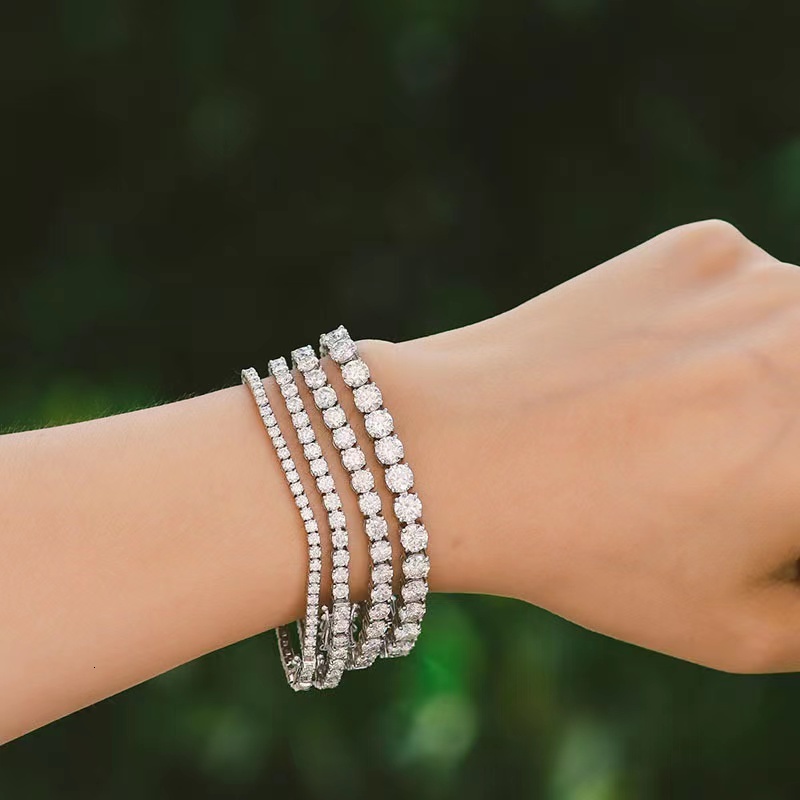 Real 10k Gold Moissanite Tennis Bracelet Women 2-3mm D Color VVS1 Moissanite Diamond Link Chain Bracelet Bangle Pass Tester Gift