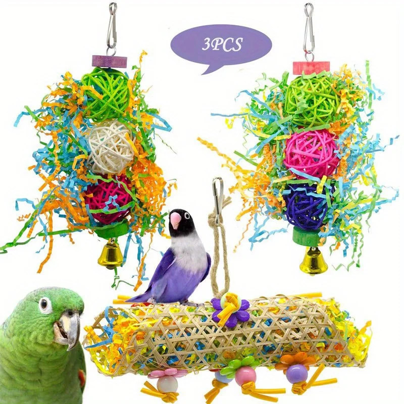 3 Parrot Foraging Toy Pack Participate in Interactive Game Experience Challenge Natural Behavior Bird Toys 250320