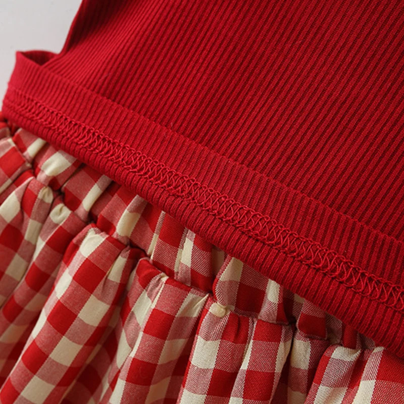 Summer Year Party Baby Girl Two Piece Set Red Checkered Christmas Childrens Sleeveless Clothes 9 months 3 years old 250319