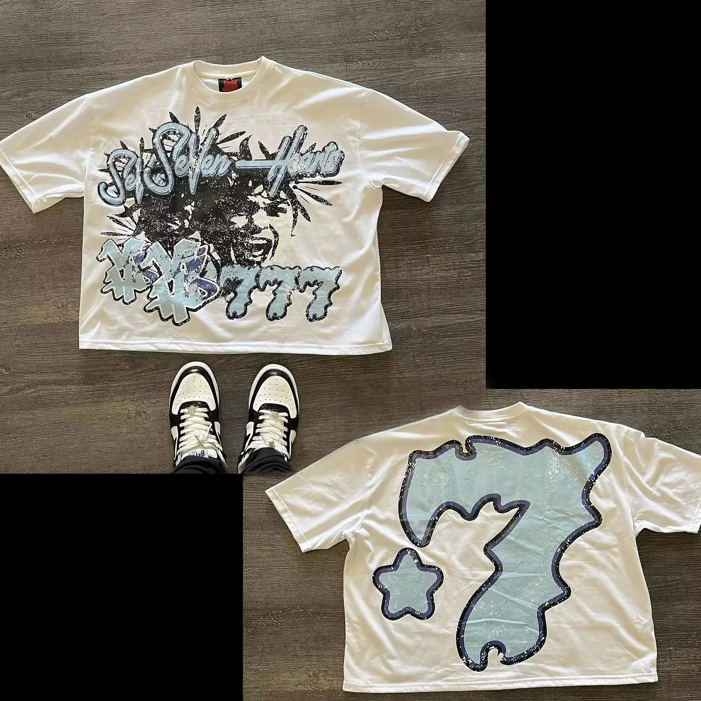 Fashion Crossheart T Shirts Vintage Harajuku Oversized Gothic Streetwear Y2k Tops Goth Clothes Tees 250311