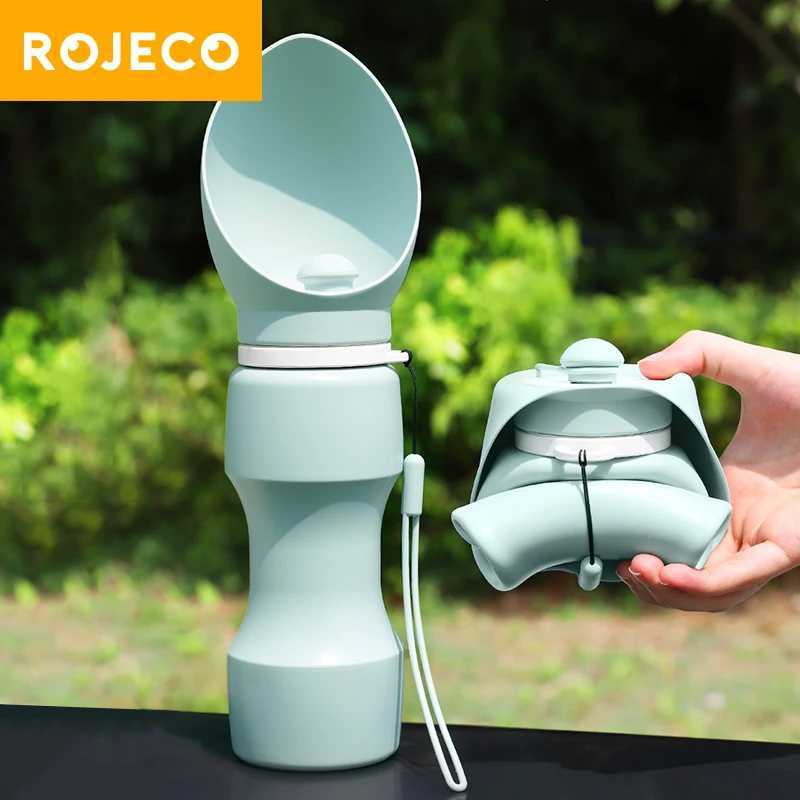 ROJECO pet water bottle used for dogs cats Qutdoor walking leak proof waterproof cup portable soft silicone folding travel drink cup Y250319