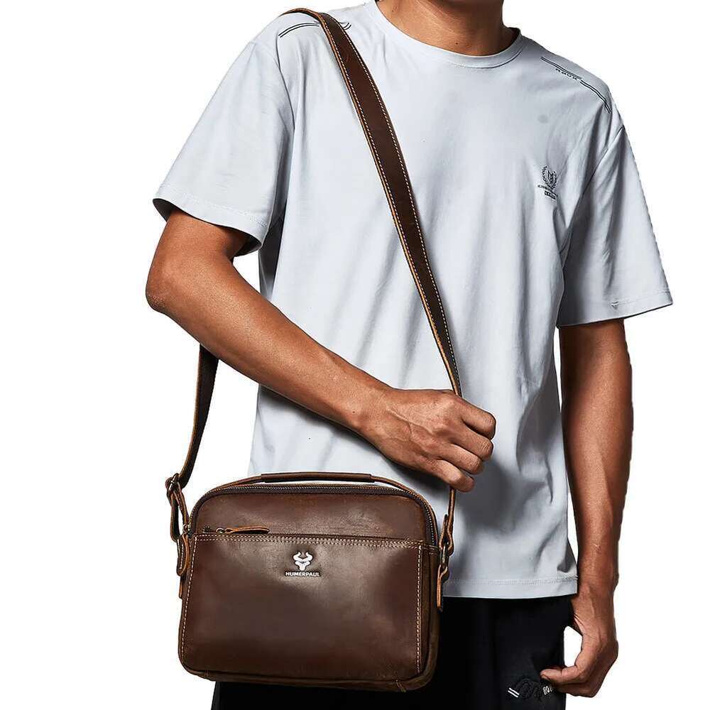 100% Genuine Crossbody for Men Business Briefcase Messenger Bag High Quality Full Grain Leather Male Shoulder Bags