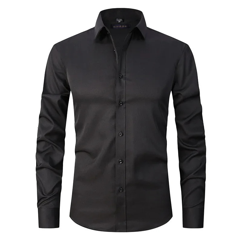 Spring mens social shirt ultra-thin business dress mens long sleeved casual formal elegant shirt top mens clothing 250320