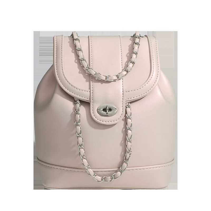 Womens autumn and winter mini chain backpack female student oil wax leather fashionable shoulder bag travel bag black Rucksack Sac Y250319