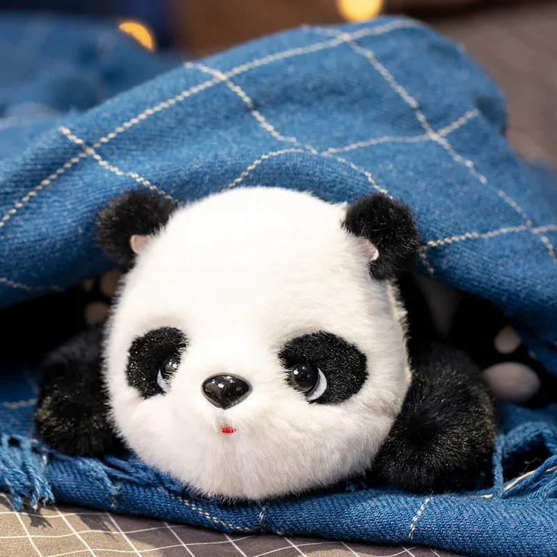 1pc Fluffy Hair Lifelike Panda Plushie Stuffed Birth Baby Panda Bear Fuzzy Plush Toy For Kids Birthday Christmas Gift Boy 250319