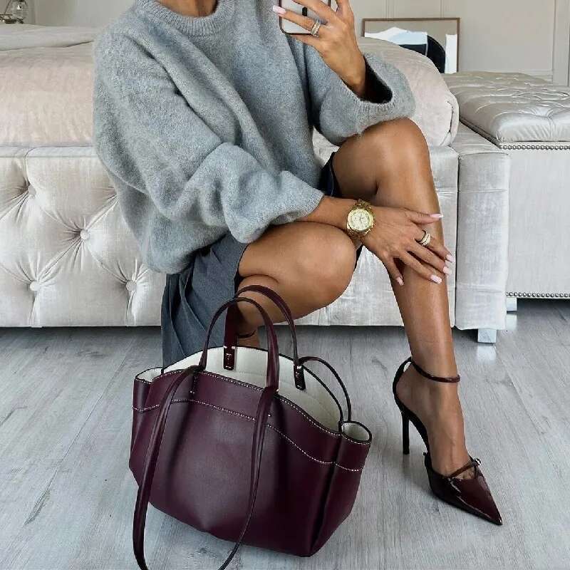 NEW Large Capacity Tote Underarm Pouch Pu Leather Shoulder Retro Crossbody Bag Casual Portable Bucket Bags Handbag