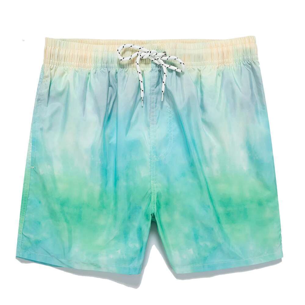Men's quick drying beach shorts with cloud patterns, lightweight and comfortable double-layer underwear with pockets