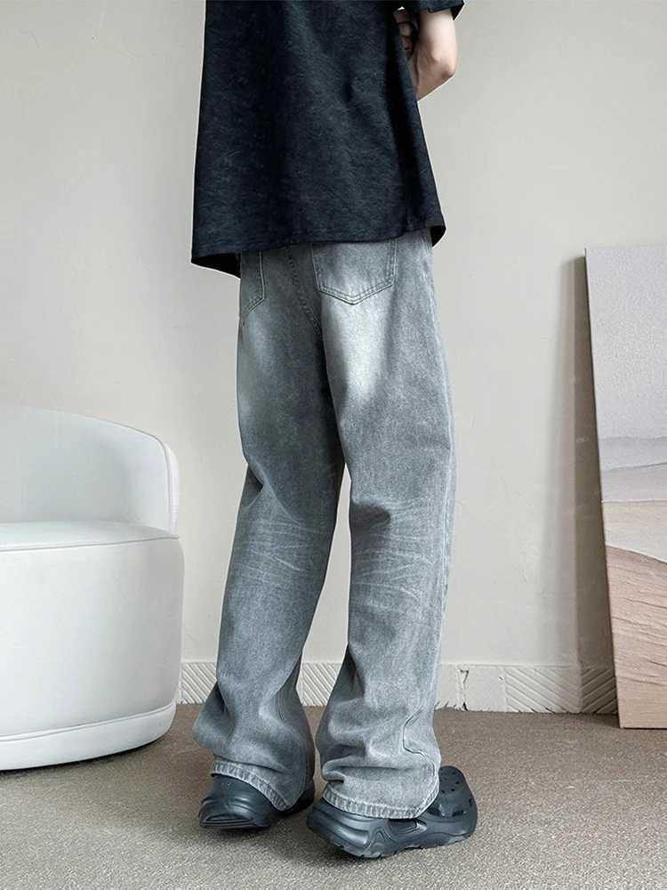 New Vintage Gray Baggy Jeans Men Fashion Harajuku Casual Y2k Pants Straight High Street Male Wide Denim TrousersT250319