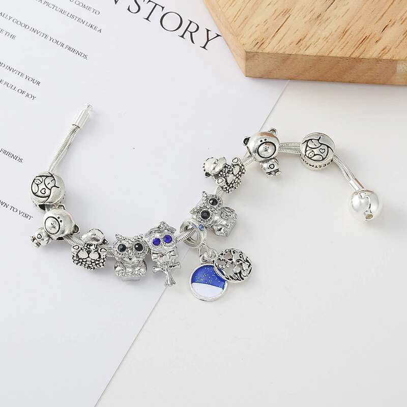 Animal Style Owl & Fox Beads Pendants Charm Bracelets Fit Silver Color Multilayer Chain Bracelet For Women Child Jewelry Gift
