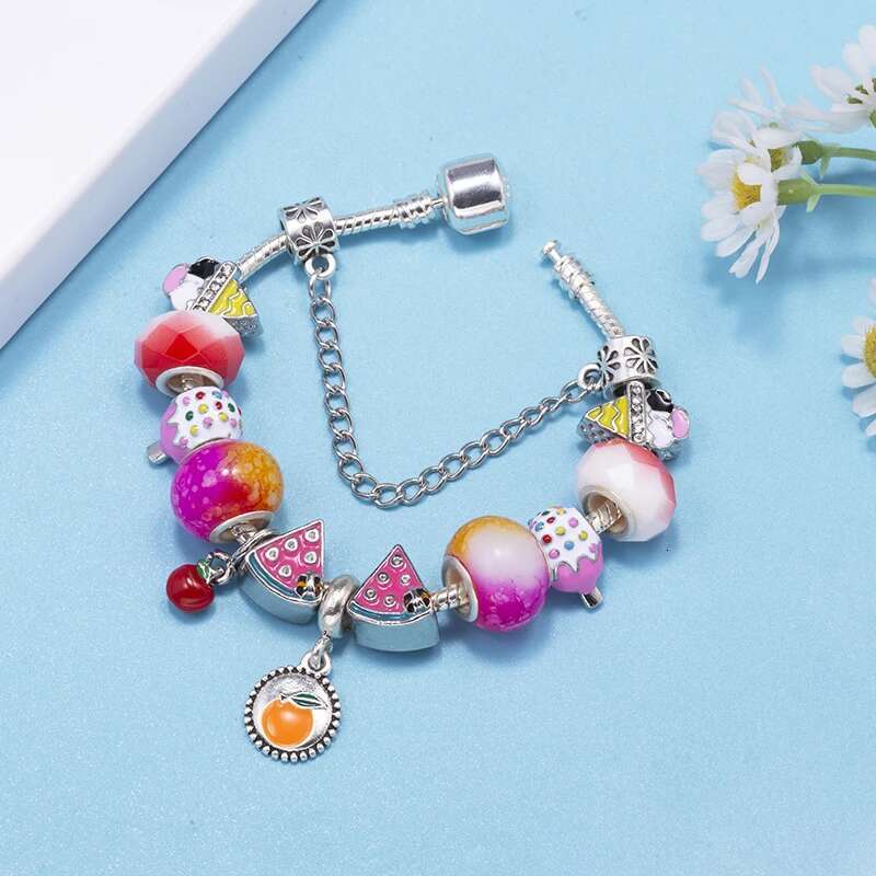 Hot Sale Ice Cream Watermelon Beads Charm Bracelets Fits DIY Brand Bracelet Bangles For Women Men Kids Summer Style Jewelry Gift