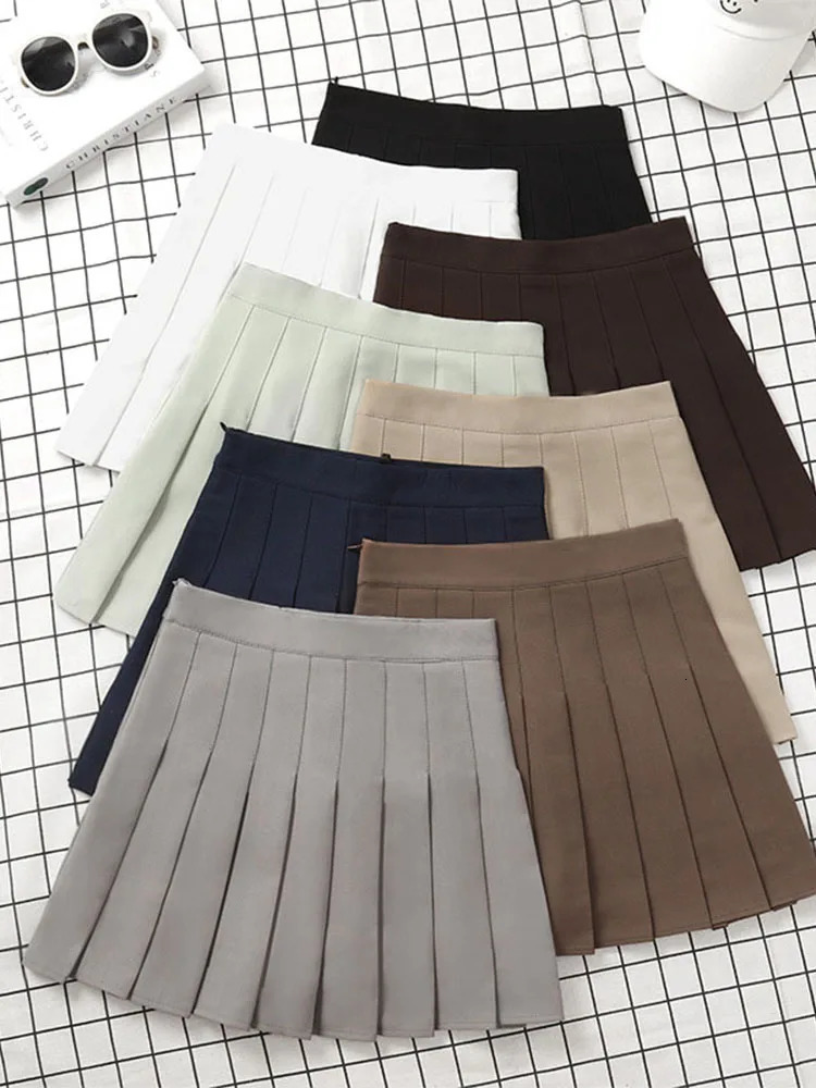 Brown Skirt Ladies Summer Clothes Womens High Waist Harajuku Korean Style Black Mini Pleated Skirt For School Girl Uniform 250320