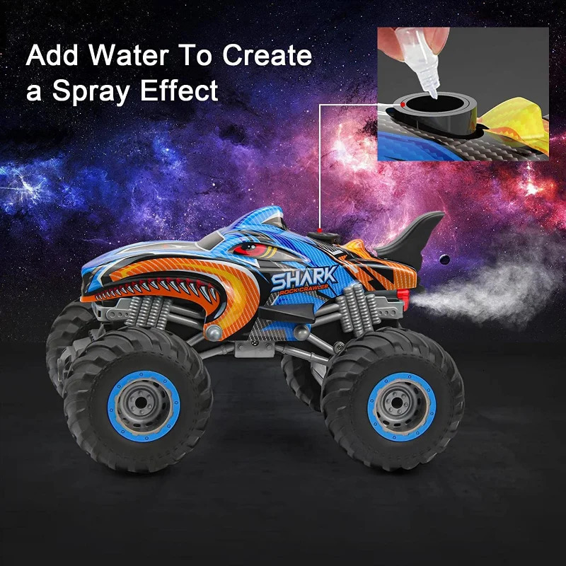2.4GHz Remote Control car Monster Shark RC Car Electric Trucks Stunt Vehicle Sound Light Spray Toys for Boys Kids Children Gift 250320