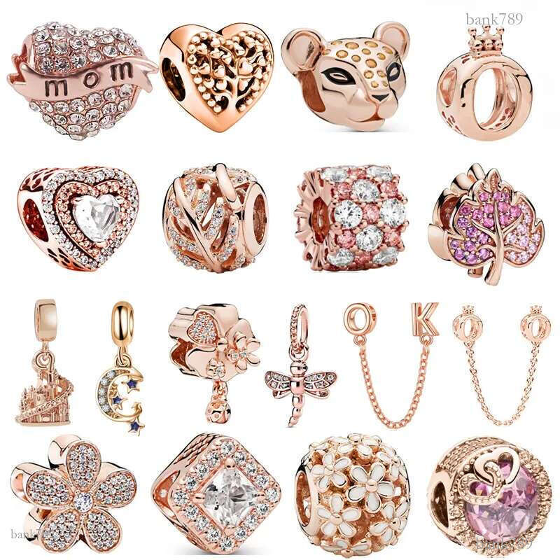 New Popular 925 Sterling Silver European Rose Gold Family Tree Castle Corolla Safety Chain Beads for Original Charm Silver Bracelet DIY Jewelry