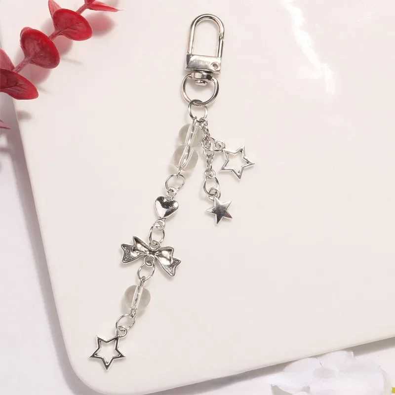 Exquisite bow star heart-shaped keychain phone creative hanging rope keychain bag phone pendant chain Y2K Kpop jewelry girl giftXJ250319