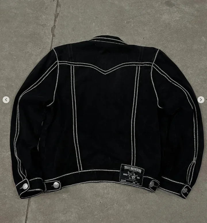 Y2k Denim Jacket Gothic Pattern Embroidery Outdoor Sports Street Fashion Retro Motorcycle Sports Jacket Thick Mens Harajuku Top 250319