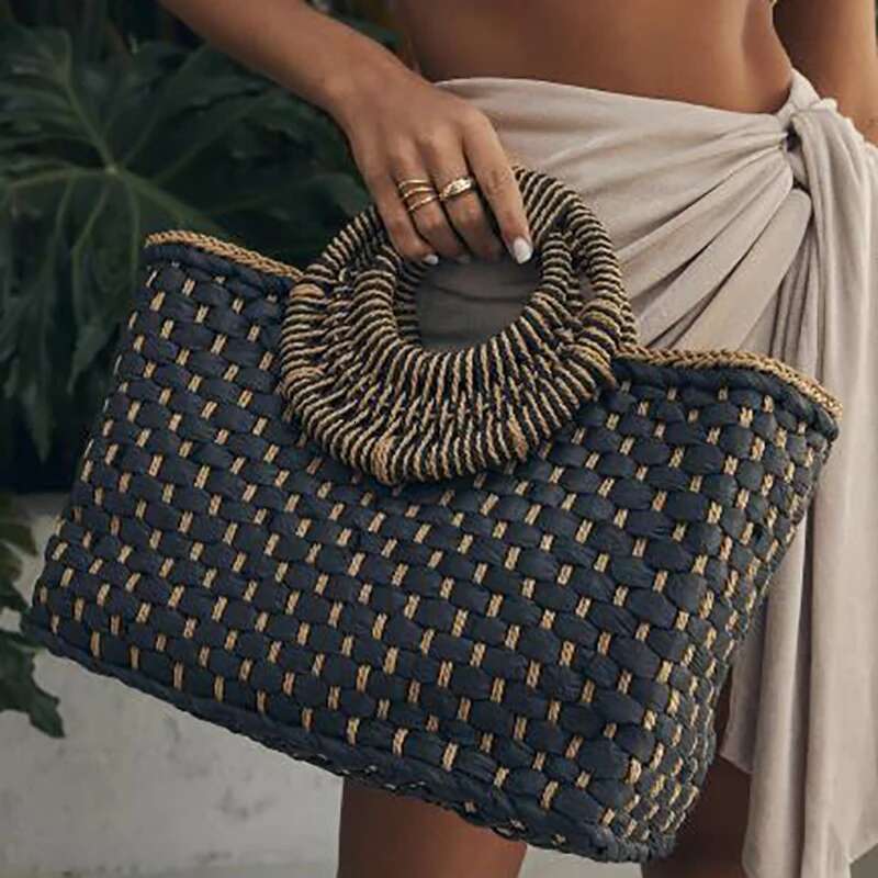 2023 Casual Woven Solid Color Versatile Retro Square Straw Fashion Women's Bag Designer Handbag