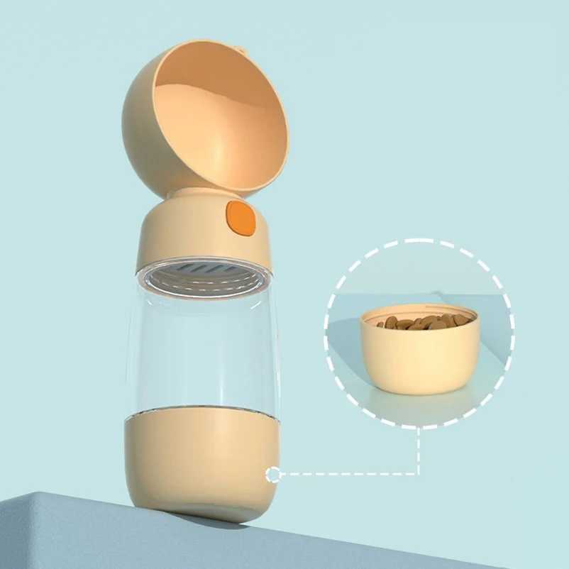2 in 1 Portable Food Grade Material Dog Cat Travel Pet Water Cup Bottle with Food Dispenser Y250319