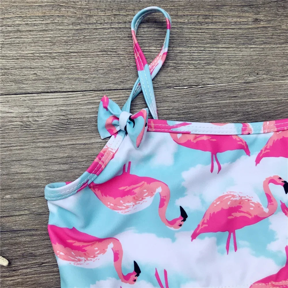 Girl bikini cute flamingo print twopiece beachwear childrens split swimsuit baby 250319