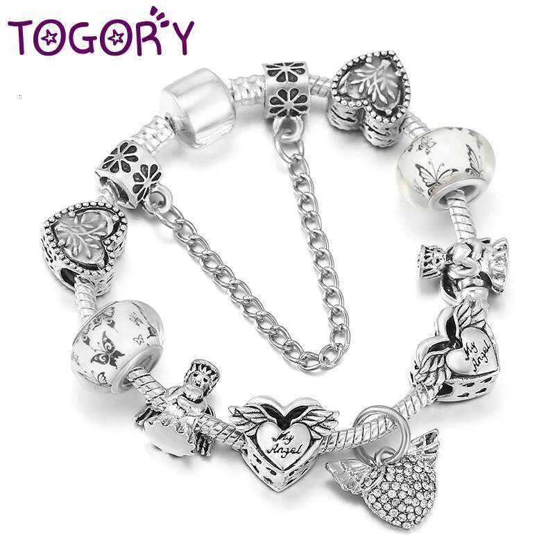Hot Sale Fashion Silver Color Heart Angel Charm Bracelet For Women Fit Original Brand Bracelet DIY Handmake Jewelry Gift