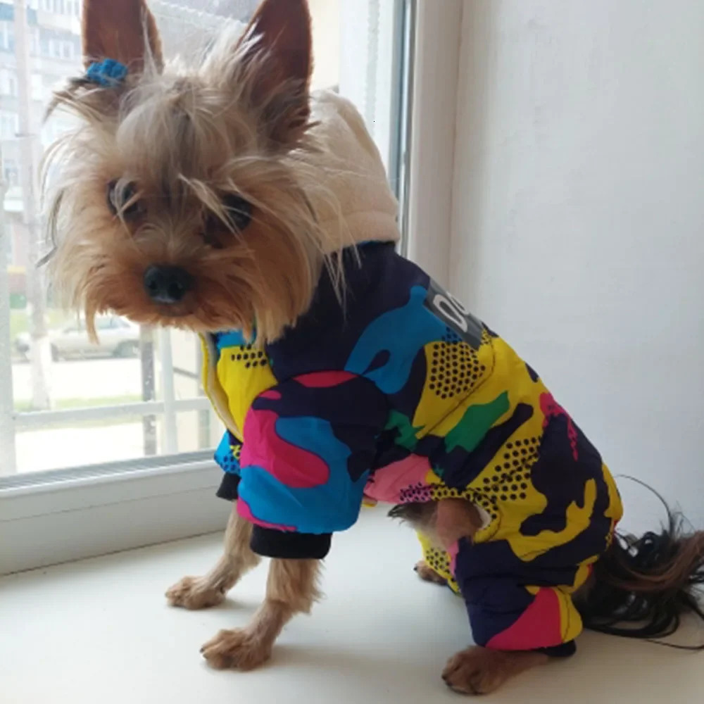 Winter mini dog clothing puppy jacket Parkas fashionable camouflage printed pet cat ski suit cotton set 250318