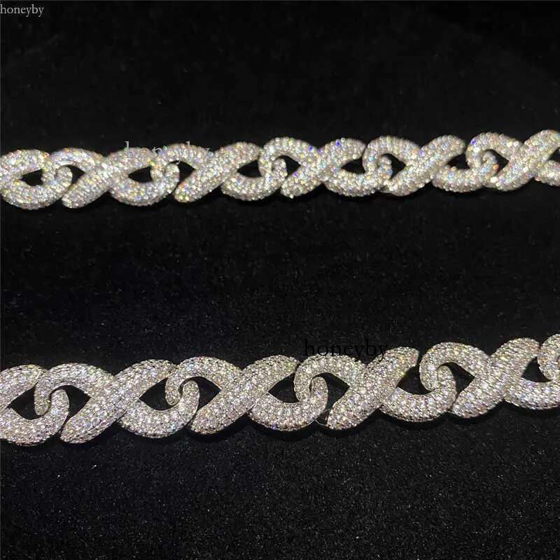 bracelet necklace mossanite Full Iced Out Classic Box Clasp Moissanite k Fine Hip Hop Men Jewelry Cuban Necklace Bg Dia Chain