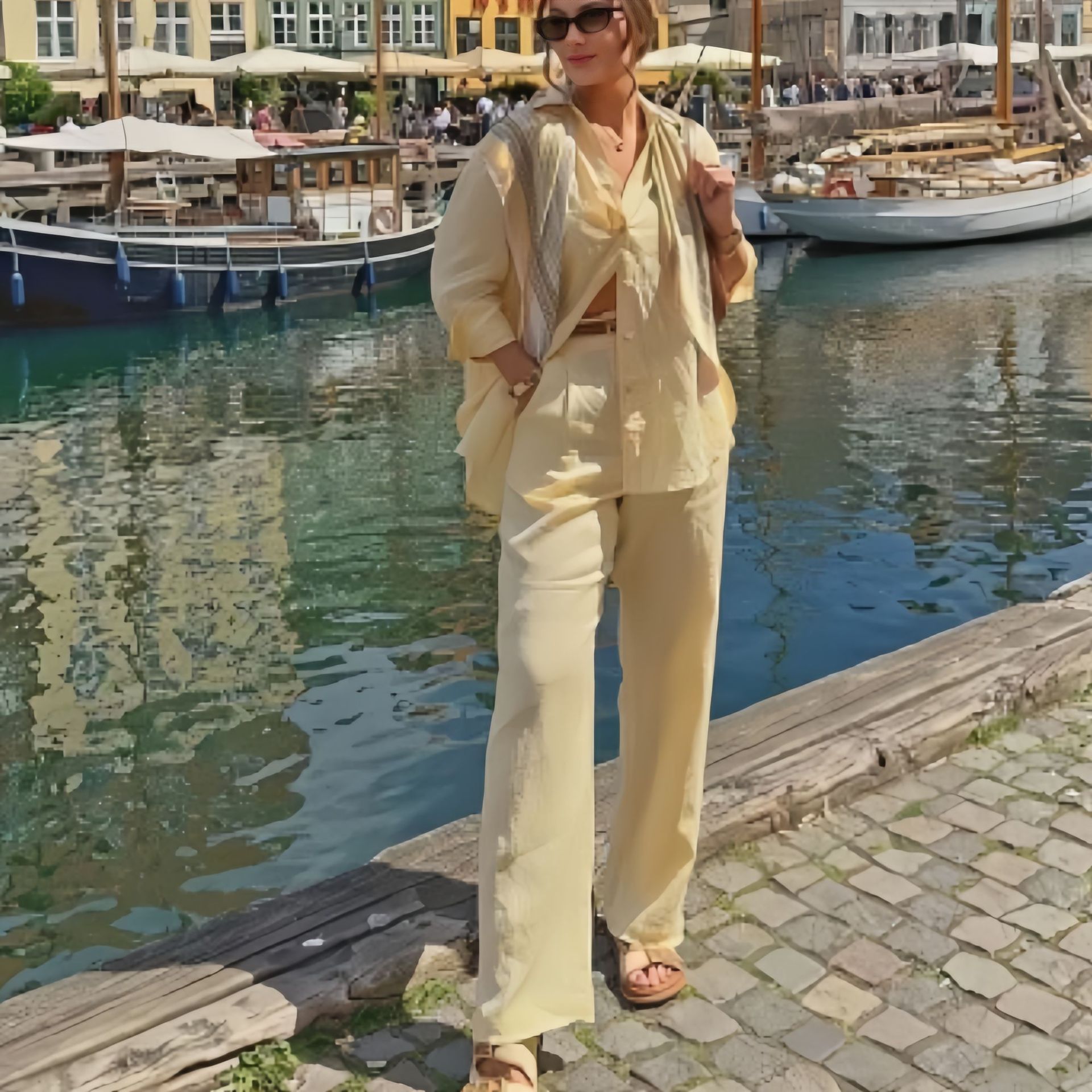 M318Solid Color Casual Suit Set by New Fashion 2025 - Comfy Cotton Linen Fabric