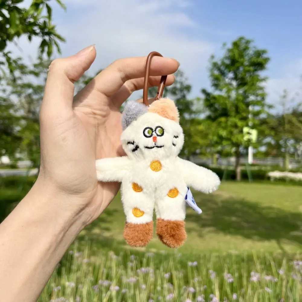 Creative Stuffed Animal Polka Dot Cat Keychain Bag Pendant Plush Doll Cat Plush Key Ring Soft Decoration Plush Toy KidsXJ250319