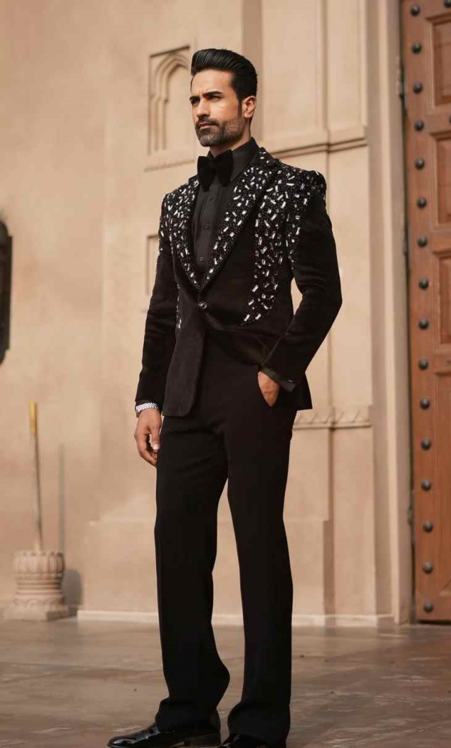 Luxury Groom Wedding Wear Big Diamonds Beads Party Birthday Mens Pants Suits 2 Pieces Customized
