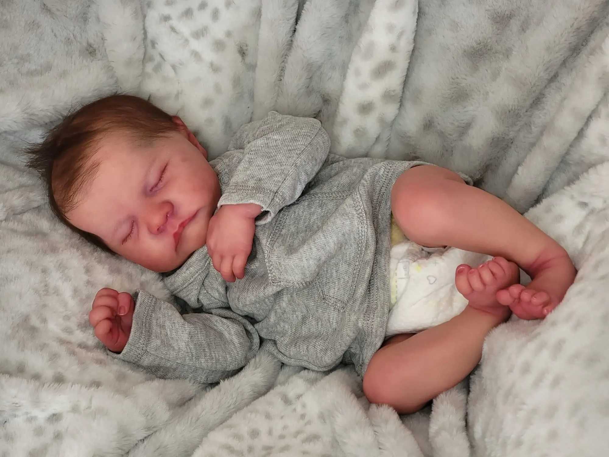 NPK 19 inch silicone vinyl regenerated doll Levi newborn baby size boy doll 3D skin high-quality gift W250320