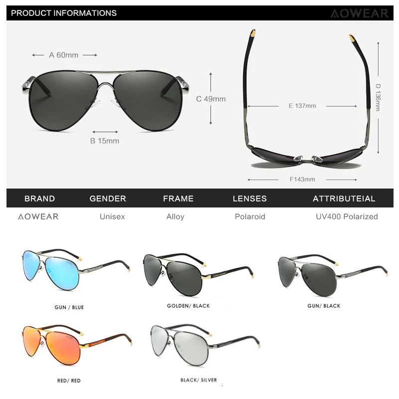 AOWEAR Mens Aviation Sunglasses Men Polarized Mirror Sunglass for Man HD Driving Pilot Sun Glasses lunettes de soleil homme 250318