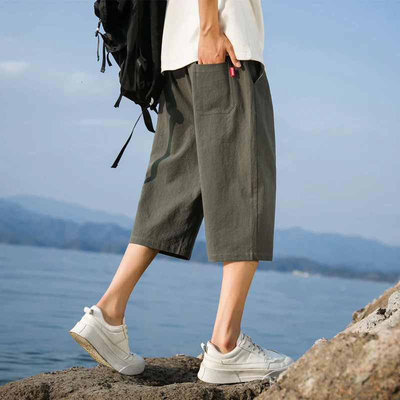 Summer Cotton Linen Short Pants Solid Color Lightweight Shorts Large Jogging Beach Shorts for Men Loose Sweatpants 250320