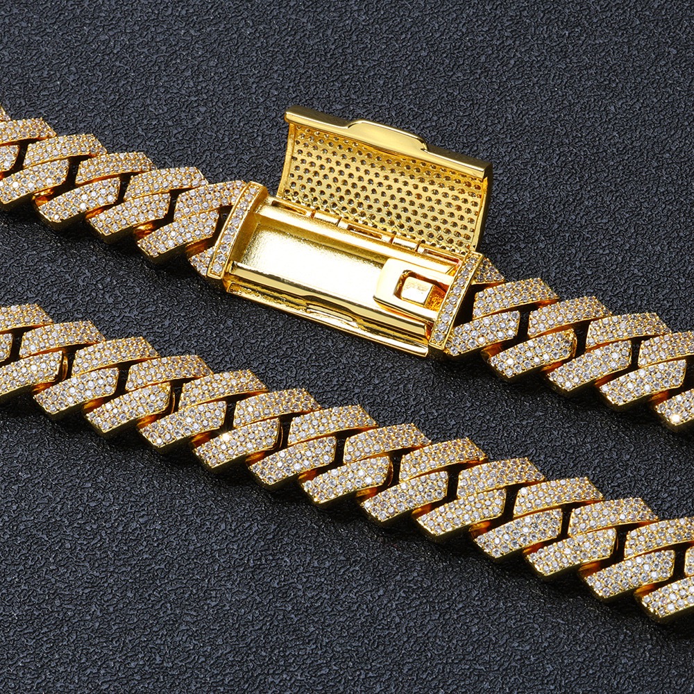 Luxury 16mm Sterg-Sier VVS Moissanite Cubic Chains in 10k & 14k Gold for Men's Fashion Statement Jewelry
