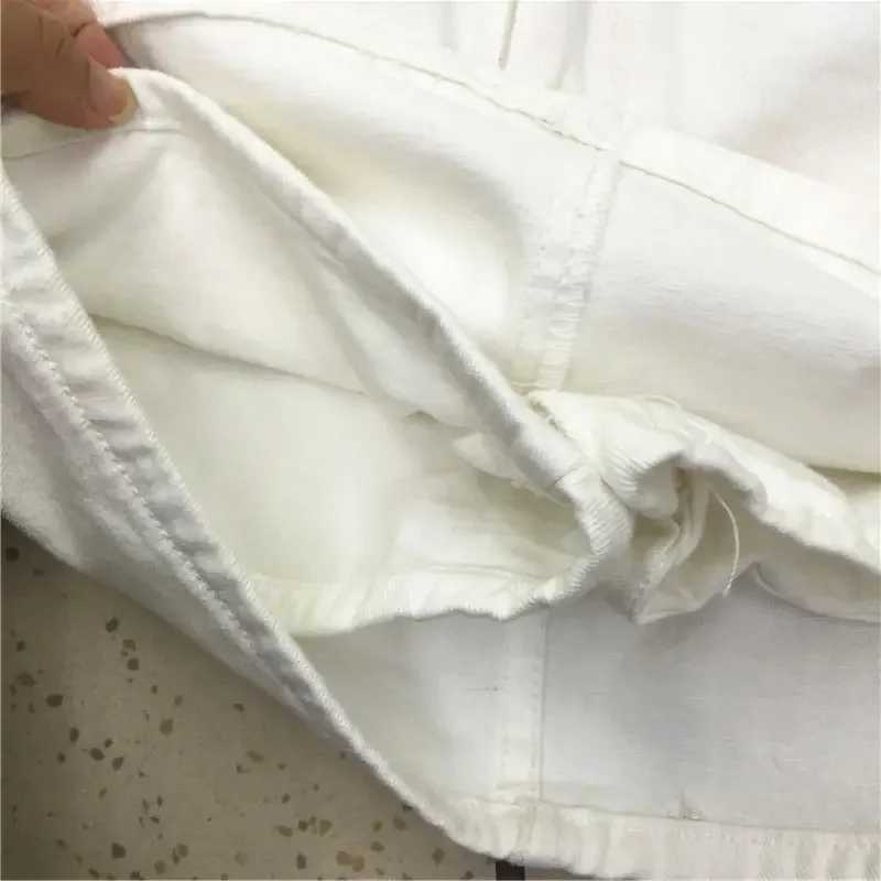 Womens skiing spring and summer white wrapped leather denim Fe A-line short leather Culottes jer Faldas Saias lherXJ250320